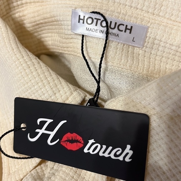 NWT Waffle Button Down Shirt Casual Knit Long Sleeve Loose Fit Shacket w/Pocket - Picture 4 of 4